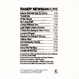 Randy Newman – Randy Newman (Live)(075992670661)【16bit／44.1kHz】美国区-OppsUnote音乐广场