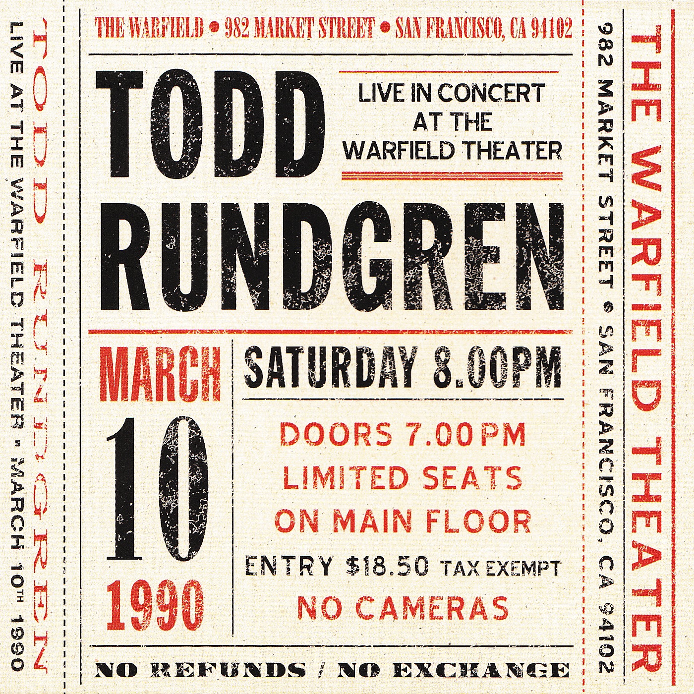Todd Rundgren – Live at the Warfield Theater, San Francisco：March 10th 1990 (Live)(5013929435247)【16bit／44.1kHz】土耳其区-OppsUnote音乐广场